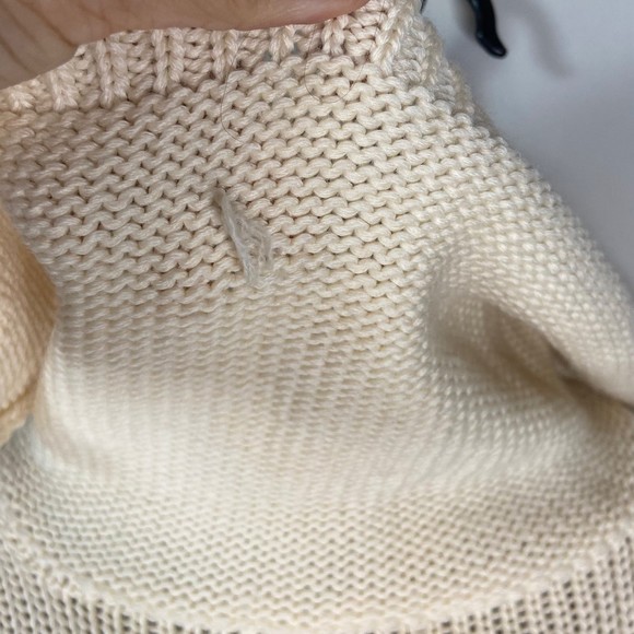 Hilfiger Angora Rabbit Wool Cream Turtleneck Knit Crochet Sweater Sz XS - Picture 4 of 10